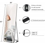 Full Length Mirror Lighted 63"x20" LED Free Standing Floor Mirror Wall Mounted Hanging Mirror with Lights Full Size Body Mirror with Dimming & 3 Color Modes