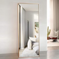 GLSLAND 71"x24" Full Length Mirror Standing Hanging or Leaning Against Wall Large Rectangle Bedroom Floor Dressing Aluminum Alloy Thin Frame Gold