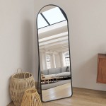 GLSLAND Full Length Mirror 58"x18" Standing on The Floor Against Wall for Arch Floor Mirror with Bracket Wall Mounted Mirror for Free Standing Hanging Leaning Full Body Mirror for Cloakroom Black