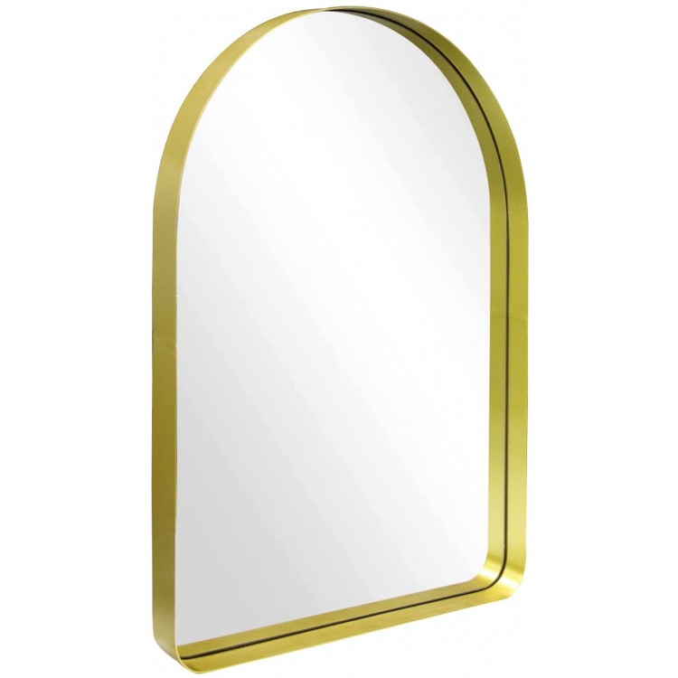 Growsun Arch Wall Mirror for Bathroom 22x30 inch Bathroom Mirror with Metal Frame Round Corner for Wall Decoration Gold
