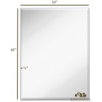 Hamilton Hills Premium Large Rectangular Silver Mirror- Ultra Thin Lightweight with Polished Beveled Mirror Edges for Vanity Bathroom Backed Glass Panel Mount Horizontally or Vertically 30"x40"
