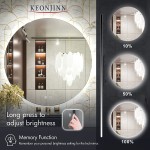 Keonjinn Backlit Mirror Bathroom 36 Inch LED Round Mirror Lighted Vanity Mirror Large Circle Mirror with Lights Dimmable Wall Mounted LED Bathroom Mirror Anti-Fog Illuminated Makeup Mirror CRI 90+