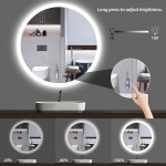Keonjinn Round LED Mirror 32 Inch Round Bathroom Mirror with Lights Large LED Circle Mirror Anti-Fog Lighted Vanity Mirror Wall Mounted LED Bathroom Mirror Dimmable Illuminated Makeup Mirror CRI 90+