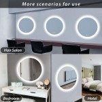 Keonjinn Round LED Mirror 32 Inch Round Bathroom Mirror with Lights Large LED Circle Mirror Anti-Fog Lighted Vanity Mirror Wall Mounted LED Bathroom Mirror Dimmable Illuminated Makeup Mirror CRI 90+