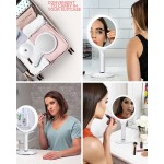 Makeup Mirror Vanity Mirror with Lights 1X  5X Magnifying & Lighted with 3 Colors Magnetic Base 360 Degree Rotation LED Travel Makeup Mirrors Cosmetic Mirror Idea Gifts for Women