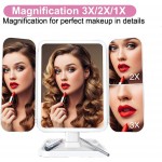 Makeup Mirror Vanity Mirror with Lights 3 Color Lighted Modes 1x 2x 3x Magnification Touch Control LED Trifold Makeup Mirror Portable HD Cosmetic Mirror Vanity Desk Mirror Gift for Women