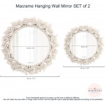 Makrosh 2 Set Hanging Wall Mirror with Macrame Fringe Large Round Decoratic Boho Antique Mirror for Apartment LivingRoom Bedroom Baby Nursery,Beautiful Gift Ideas Set of 2