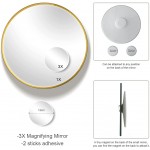 MINKUROW Golden Round Wall Mirror 24 inch Large Round Metal Frame Mirror Circle Wall Mirror Mounted witn Small Mirror with 3x Magnification for Decor Vanity Bedroom Bathroom Living Room