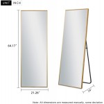 MIRUO Floor Length Mirror Full Body Standing Mirror with Tall Large & Wide View with Aluminum Framed Decorative Wall Mounted Style for Living Dressing Bed Room 65"x22" Gold