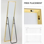 MIRUO Floor Length Mirror Full Body Standing Mirror with Tall Large & Wide View with Aluminum Framed Decorative Wall Mounted Style for Living Dressing Bed Room 65"x22" Gold