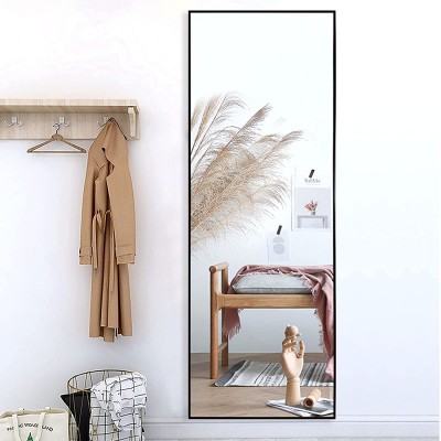 NeuType 59"x20" Full Length Mirror Floor Mirror with Standing Holder Bedroom Dressing Mirror Standing Hanging or Leaning Against Wall Black