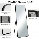 NeuType 64"×21" Full Length Mirror Rounded Floor Mirror Hanging or Leaning Against Wall Dressing Mirror Full Size Large Rectangle Wall Mounted Mirror with Stand for Bedroom Black