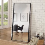 NeuType Full Length Mirror Wall-Mounted Mirror Wrought Iron Mirror Deep Thin Frame Hanging or Leaning Against Wall Dressing Mirror Large Rectangle Bedroom Mirror  BlackWrought Iron 65"x22"