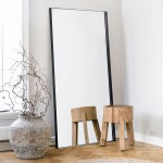 NeuType Full Length Mirror Wall-Mounted Mirror Wrought Iron Mirror Deep Thin Frame Hanging or Leaning Against Wall Dressing Mirror Large Rectangle Bedroom Mirror  BlackWrought Iron 65"x22"
