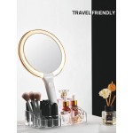 OMIRO Hand Mirror with Lights on a Base Cosmetic Organizer Double Sided 1X 10X Magnifying Makeup Mirror Set