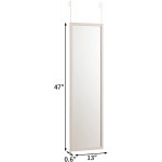 PARANTA Full Length Mirror Wall-Mounted Dressing Mirror Rectangular Door Mirror with 2 Hooks,Striped White