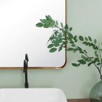 TEHOME 24x36 Brushed Gold Metal Framed Bathroom Mirror for Wall in Stainless Steel Rounded Rectangular Bathroom Vanity Mirrors Wall Mounted