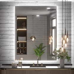 TETOTE 36 x 28 Inch LED Backlit Mirror Bathroom with Light,Anti-Fog,Dimmable,Lighted MirrorHorizontal Vertical Wall Mounted Vanity Mirror