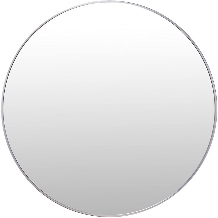 Villacola 36 Inches Round Wall Mirror Decorative Brushed Aluminium Frame Circle Mirror for Bathroom Entryway Washroom Living Room and More Silver