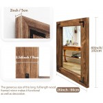 YOSHOOT Rustic Wooden Framed Wall Mirror Natural Wood Bathroom Vanity Mirror for Farmhouse Decor Vertical or Horizontal Hanging 40" x 26" Brown