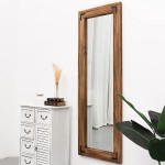 YOSHOOT Wooden Full Length Farmhouse Mirror 63” x 24” Standing Hanging or Leaning Against Wall Wall Mirror Floor Mirror Large Body Mirror Long Big Tall Dressing Mirror for Bedroom