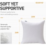 Acanva Decorative Throw Pillow Inserts for Sofa Bed Couch and Chair 26" L x 26" W White 2 Pack