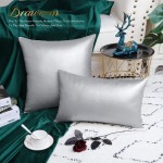 Brawarm Pack of 2 Silver Leather Throw Pillows 12 X 20 Inches Silver Faux Leather Decorative Throw Pillow Covers for Living Room Home Decor Garden Couch Bed Sofa