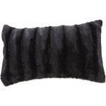 Cheer Collection Faux Fur Throw Pillows Set of 2 Decorative Couch Pillows Home Decor and Bedding for Living Room Bedroom Guest Room Comes with 2 Cases Covers and Inserts 12" x 20" Black
