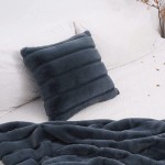 Cozy Bliss Set of 2 Faux Fur Pillow Covers Luxury Super Soft Plush Fleece Throw Pillowcase Textured Knitted Cushion Cover Decorative Pillowcases for Sofa Couch Bed Chair Car Blue 18"x18"