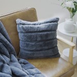 Cozy Bliss Set of 2 Faux Fur Pillow Covers Luxury Super Soft Plush Fleece Throw Pillowcase Textured Knitted Cushion Cover Decorative Pillowcases for Sofa Couch Bed Chair Car Blue 18"x18"