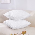 Deconovo White Throw Pillow Covers for Sofa 22x22 Inch Decorative Pillowcases Square Solid Soft Pillow Cover for Bed Couch Car White 22x22 Inch Pack of 2 No Pillow Insert