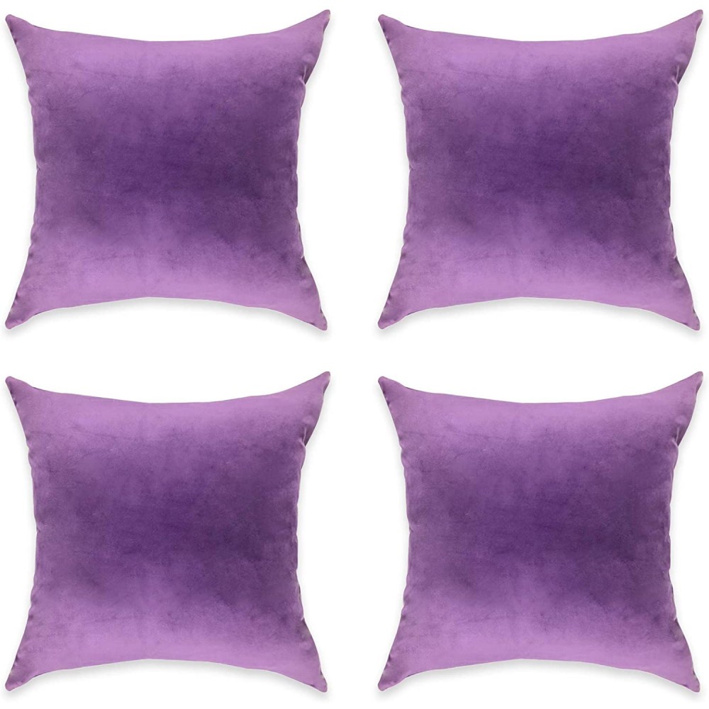 Eanpet Velvet Purple Throw Pillow Covers 18 x 18 Set of 4 Decorative Square Pillow Cases Soft Solid Cushion Covers for Couch Sofa Bedroom Car Home Decor