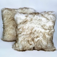 Hola Fiesta 2 Fluffy Throw Pillow Cover Covered by White and top Brown Long Hair for Couch Sofa Bed Decoration in Bedroom or Livingroom,18 X 18 inch Cushion Cover