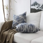 Home Brilliant Abstract Textured Decorative Throw Pillow Covers for Bed Pillowcases Accent Throw Pillows for Couch Mothers Day 18x18 inch Set of 2 Navy Blue