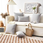 Home Brilliant Linen Pillow Covers 18x18 Decorative Throw Pillow Cover Burlap Lined for Couch Bench Patio Sofa 2 Pack 18x18 inch45x45cm Light Grey