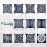 HPUK Bohemian Throw Pillow Covers 18x18 inch Accent Cushion Covers Hippie Set of 4 Couch Pillows for Living Room Sofa Navy Print Pattern 1…