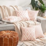 Komfort Home Set of 2 Embroidered Decorative Pillows Inserts & Covers Accent Pillows Throw Pillows with Cushion Inserts Included 18x18 20x20 Pink5