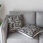 LANANAS Throw Pillow Covers Modern Decorative Geometric Home Cushion Cover for Couch Sofa Bed 18 Inch Set of 2 18" x 18" Grey-Yellow … 18"x18" Black-Ivory