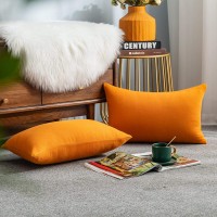 Lipo Chenille Pillow Covers 12x20 Set of 2 Throw Pillow Covers Decorative Lumbarlumbar Soft Cushion Case Home Decorfor Couch Bed Sofa Bedroom Car Orange 12X20 Inch