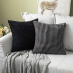 MIULEE Pack of 2 Decorative Throw Pillow Covers Soft Corduroy Solid Cushion Case Grey Pillow Cases for Couch Sofa Bedroom Car 20 x 20 Inch 50 x 50 cm