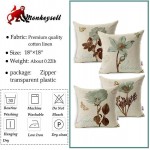 Monkeysell Pack of 4 Throw Pillow Covers 18 x 18 Decorative Floral Linen Pillow Cover for Living Room Bedroom Couch Sofa Chair Bed Pillow Covers Home Outdoor Set of 4 Pillowcases Only