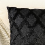 OMIO Pack of 2 Soft Plush Short Faux Wool Velvet Decorative Throw Pillow Covers Luxury Square Pillowcases Boho Cushion Covers for Couch Sofa Bedroom 16"x16" Black