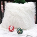 OurWarm PartyTalk 2pcs White Faux Fur Throw Pillow Covers Case Cushion Cover for Sofa Bedroom Car Decorative Throw Covers Luxury Series Merino Style for Living Room Home Christmas Decor 18 x 18 in