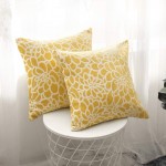 STARSCITY Decorative Square Throw Pillow Covers Set 100% Cotton Flower Cushion Case Covers Double-Sides Embroidered Home Decor Handmade Pillow Shams Yellow 18x18 inches