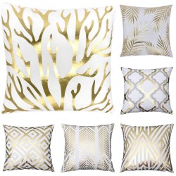 Tebery 6 Pack Gold Stamping Throw Pillow Covers Cases Soft Square Decorative Cushion Covers for Sofa,Couch 18 x 18 Inches
