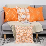 Throw Pillow Covers Decorative Throw Pillow Case Modern Pattern Square  Pillow Covers Cushion Case for Autumn Fall Room Bedroom Room Sofa Chair Car Orange 18 x 18 Inch