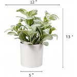 13 Inch Medium Size Artificial Faux Plants Flower Pot Plastic Flocking Plants Magnolia Fake Greenery Bonsai for Home Office Tabletop Indoor Outdoor Balcony Bookshelf Party Decoration Rich Green Leaves
