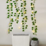 Artflower 12 Pcs 84Ft Artificial Ivy Leaf Plants Fake Ivy Leaves Garland Greenery Garland Hanging Plants Fake Vines with LED String Lights for Room Kitchen Garden Office Wedding Wall Decor