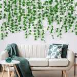 Artflower 12 Pcs 84Ft Artificial Ivy Leaf Plants Fake Ivy Leaves Garland Greenery Garland Hanging Plants Fake Vines with LED String Lights for Room Kitchen Garden Office Wedding Wall Decor