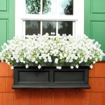 Artificial Fake Flowers 12 Bundles Outdoor UV Resistant Greenery Shrubs Plants Indoor Outside Hanging Planter Home Garden Décor White